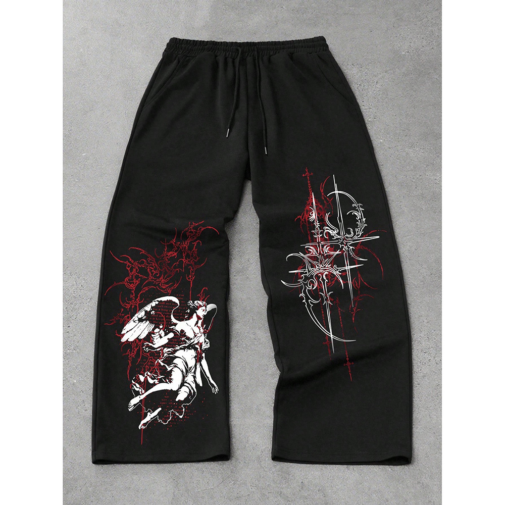 Unbranded Relaxed Sweatpants Graphic Black