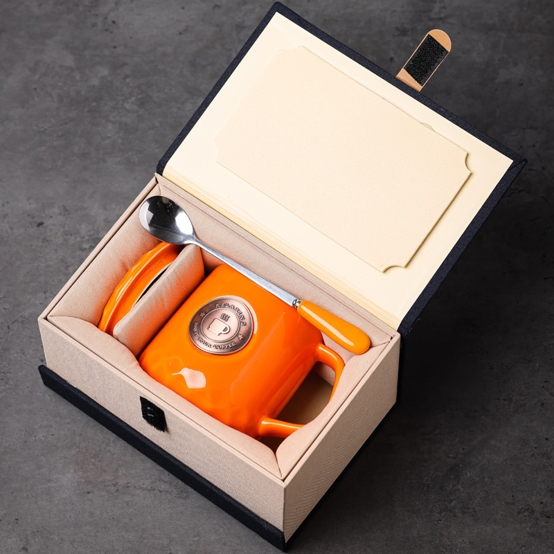 Taza de bronce original, taza de cerámica, taza de café, juego de caja de regalo, taza de agua, LOGO impreso