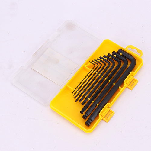 Blackened L-shaped hexagonal wrench set 9-piece ball head wrench set alloy steel extended hexagonal wrench