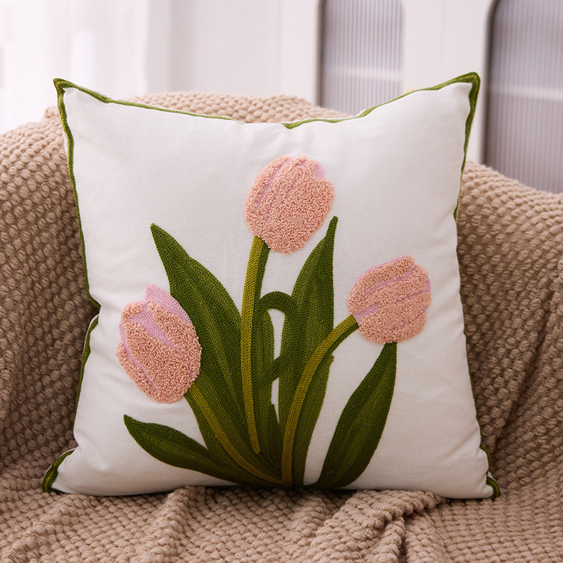 新しいクロスボーダー風の花柄タオル刺繍枕カバー、ベッドサイドクッション、ソファ、車、リビングルーム用枕、背もたれ、腰用、芯入り可能|undefined