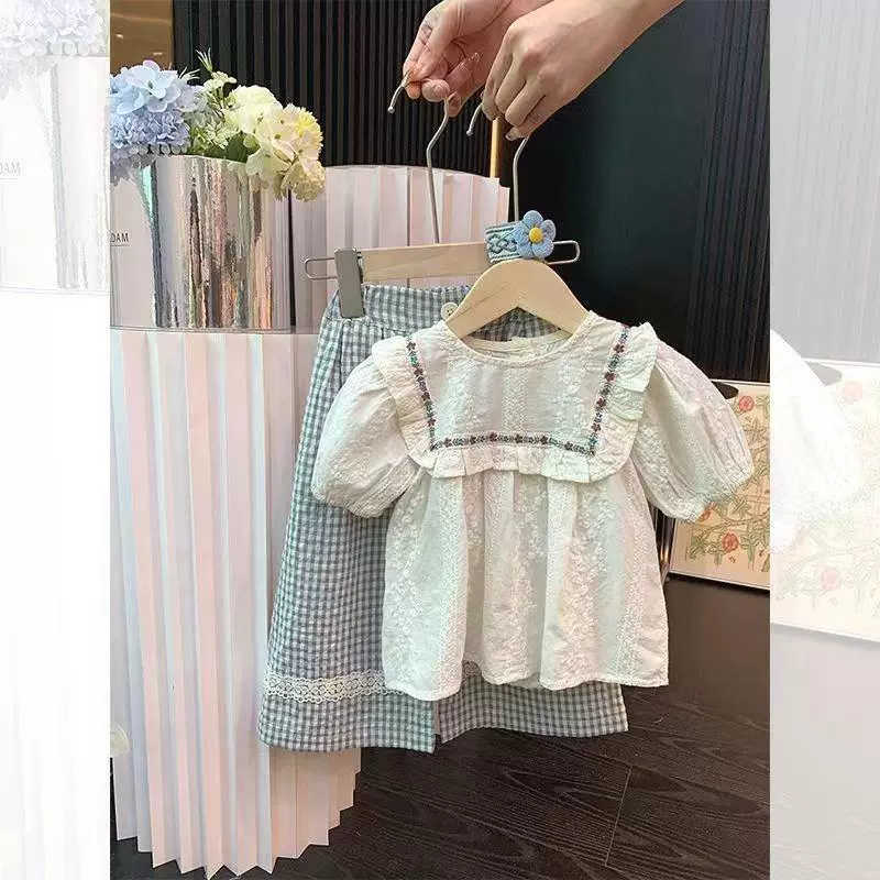 Комплект, детская летняя одежда, кукла, новая коллекция, корейский стиль, с вышивкой