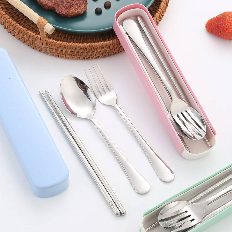 In-Stock 304 Stainless Steel Portable Cutlery Set for Outdoor Use, Children's and Students' Spoon and Chopstick Storage Box Set, Company Gift In-Stock 304 Stainless Steel Portable Cutlery Set for Outdoor Use, Children's and Students' Spoon and Chopstick Storage Box Set, Company Gift