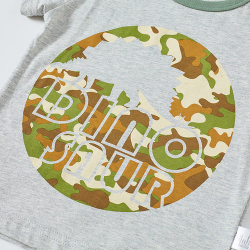 Children's Short Sleeve T-Shirt Summer Cartoon Camouflage Print Baby Top Baby Korean Style Round Neck Children's Clothing One-Time Delivery