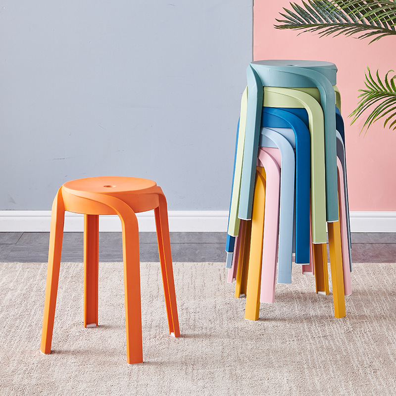 The table stool plastic stool thickened round stool home restaurant high stool bench living room living room INS