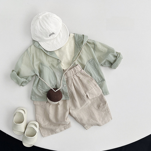 Cotton Linen Trendy Style Summer Boys' Seven-Eighth Pants Children's Casual Workwear Shorts Girls' Day-Style Korean Version Pants Trend