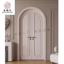 实木烤漆门白色圆弧门书房卧室房间门拱形双开门法式南京工厂