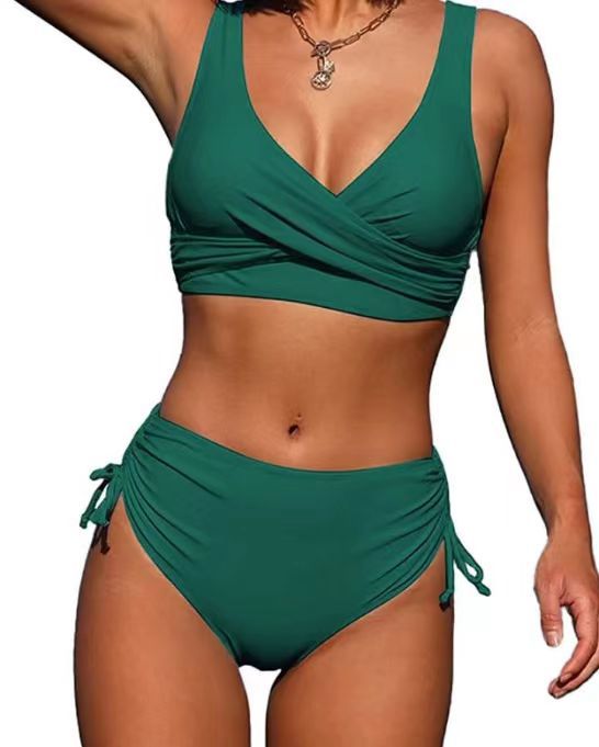 136g Weight Sexy Feel Of Sensation Mid Waist Panties Waist Bikini Panties Style Bralette Bra Category Polyester Fabric Type 2 Pieces Set Quantity Swimming Pool, Beach Occasion Solid Color Pattern Women's Gender Women's Solid Color 2 Pieces Set Bikinis Swimwear 2