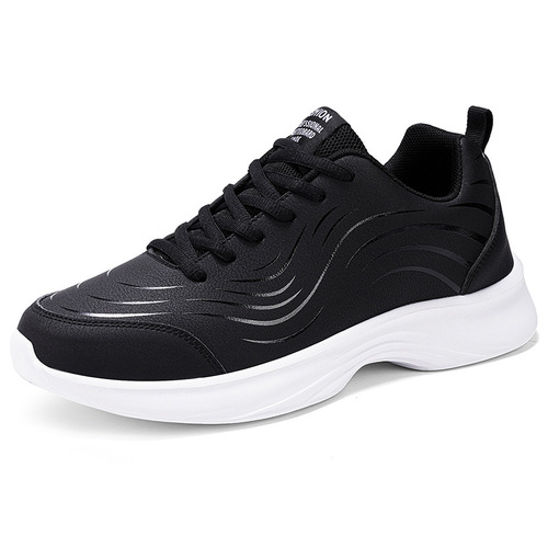 Men's shoes 2025 autumn and winter black leather sneakers men's running shoes waterproof and non-slip daily casual travel shoes
