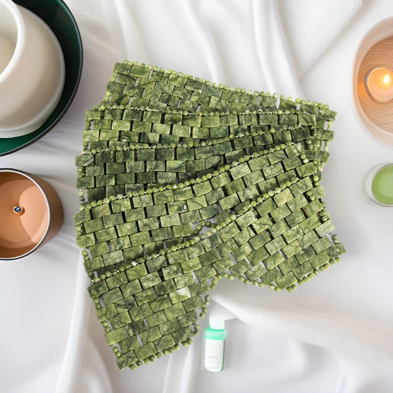 Fashionable Natural Jade Eye Mask Facial Eye Care Beauty Device Green Massager Health Care Beauty Curtain Therapy Meridian