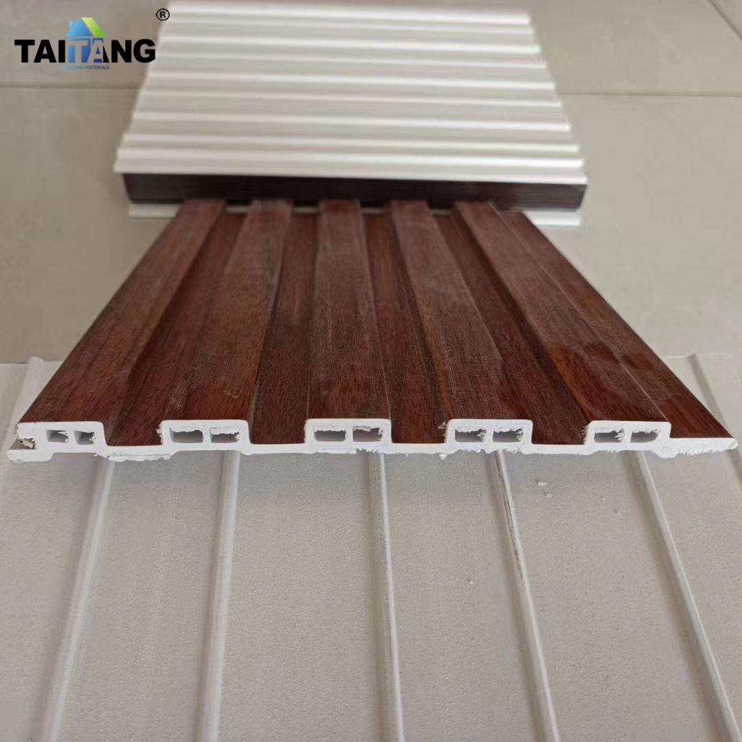 Exportación de comercio exterior Rejilla de madera de bambú WPC Muro interior de madera de plástico Tablero de pared de gran muralla de madera ecológica