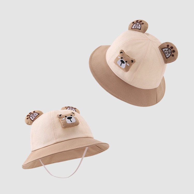 Sombrero de bebé primavera y otoño oso pequeño sombrero de pescador lindo niño niñas sombrero de sol bebé versátil sombrero de sol verano delgado