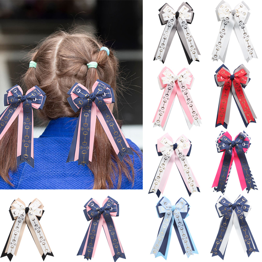 Cross-Border Equestrian Bow for Kidsren and Girls Riding Special Streamer Bow Hairpin Amazon Temu Hot Sale