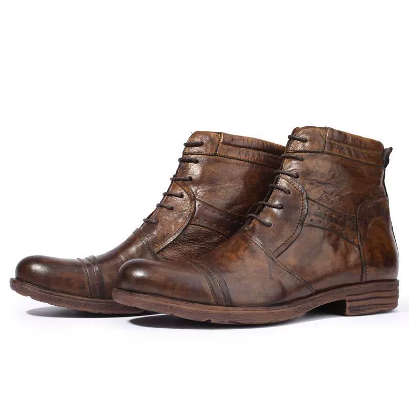 Мужская обувь зимний новый оригинальный ручной работы старые кожаные сапоги Английский кавалер сапоги ретро короткие сапоги, модные сапоги для мужчин сапоги
