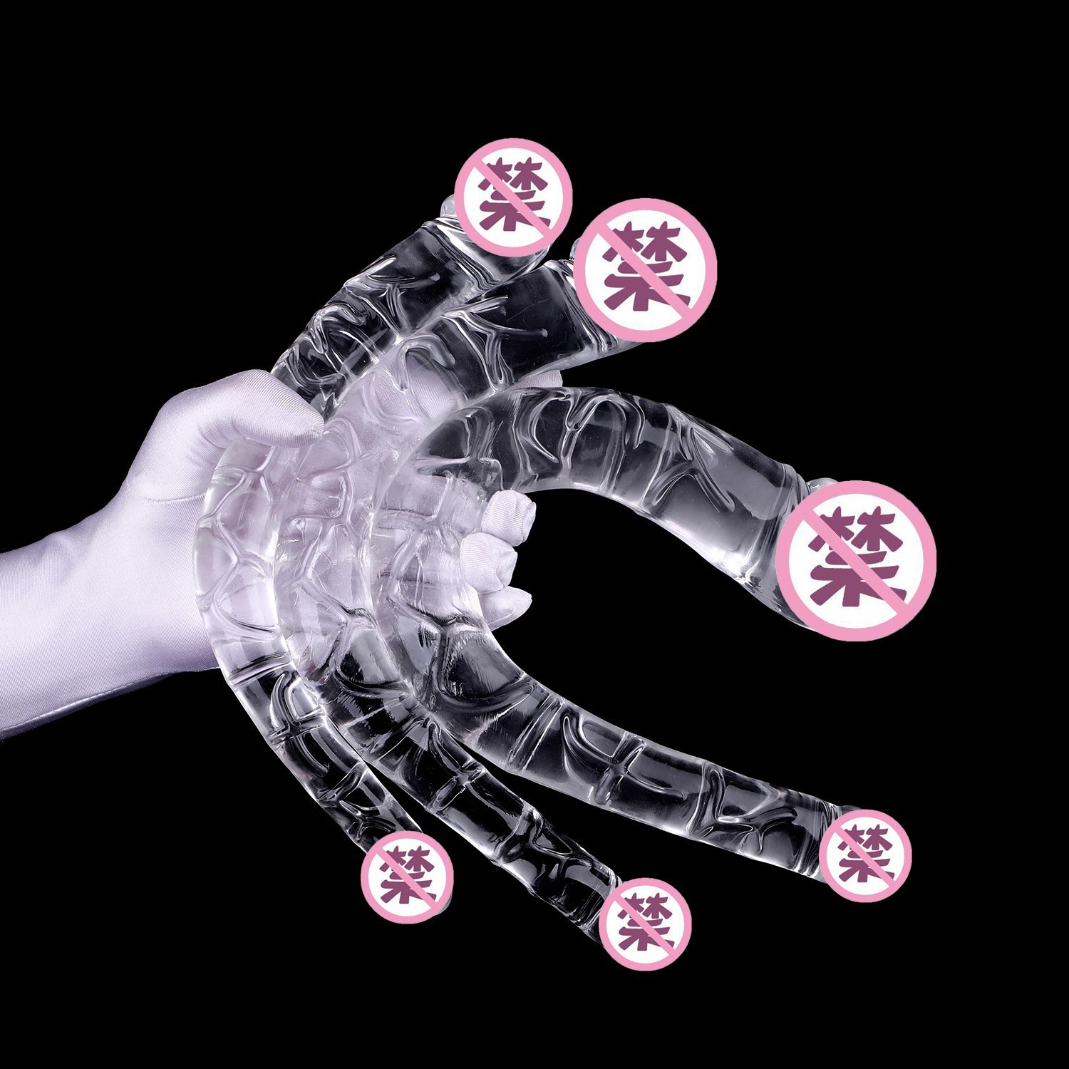 Crystal Transparent U-Shaped Double-Headed Dildo, TPE Dual-Ended Adult Toy — detail image 1
