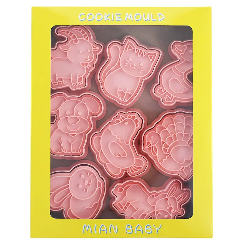 Farm, compact mold, cartoon set, fondant, 8 pieces, cat