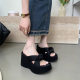 High-end fashion platform slippers women's summer wear 2025 new wedge heel small height beach slippers