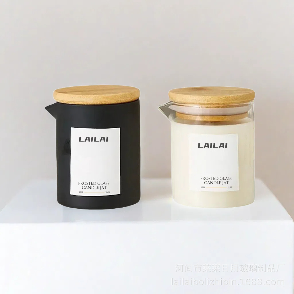 Candle Jar Black 6oz Heat Resistant Glass with Lid Candle Mug Empty Cup Aromatherapy Essential Oil Massage Candle Jar