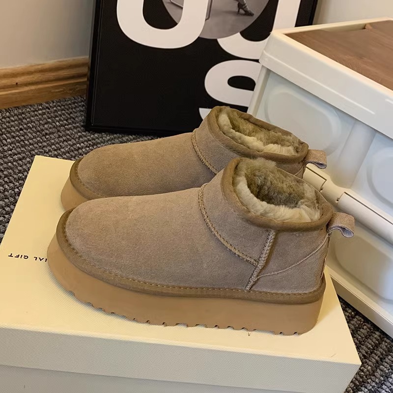 New Winter 2023 Fur Integrated Sponge Cake Thick Sole Short Boots_voghion.com