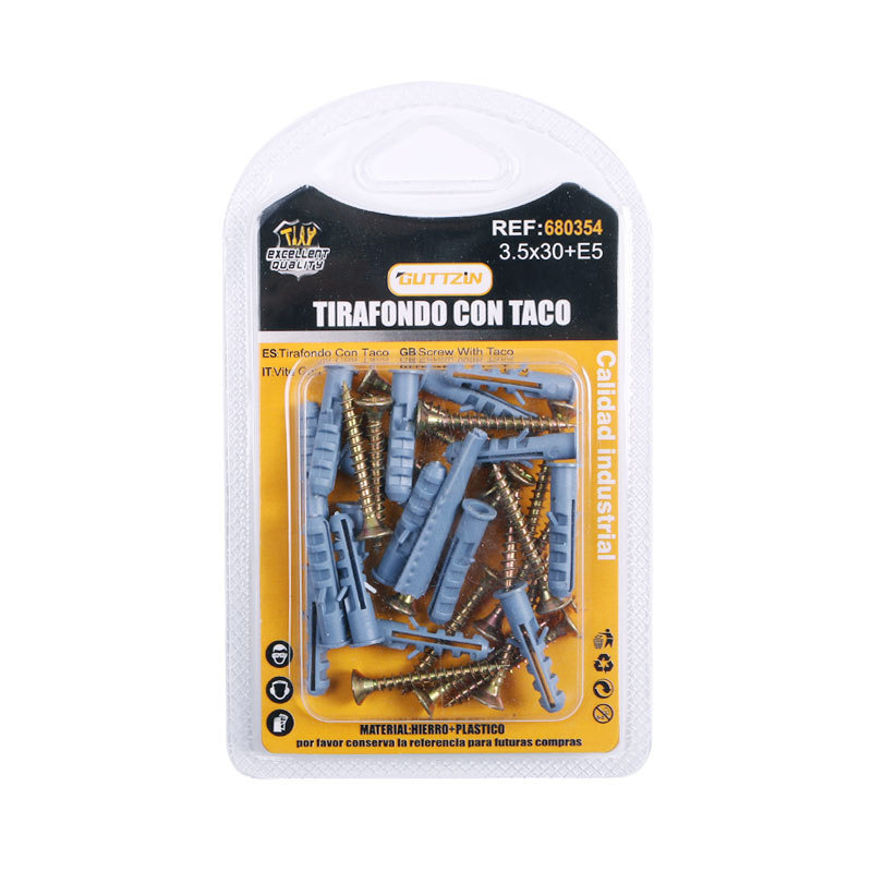 厂家供应泡壳装纤维板钉配膨胀管 多规格十字沉头自攻钉配管详情5