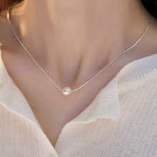 韩国极简珍珠925纯银2022新款小众设计冷淡风项链女锁骨链高级感