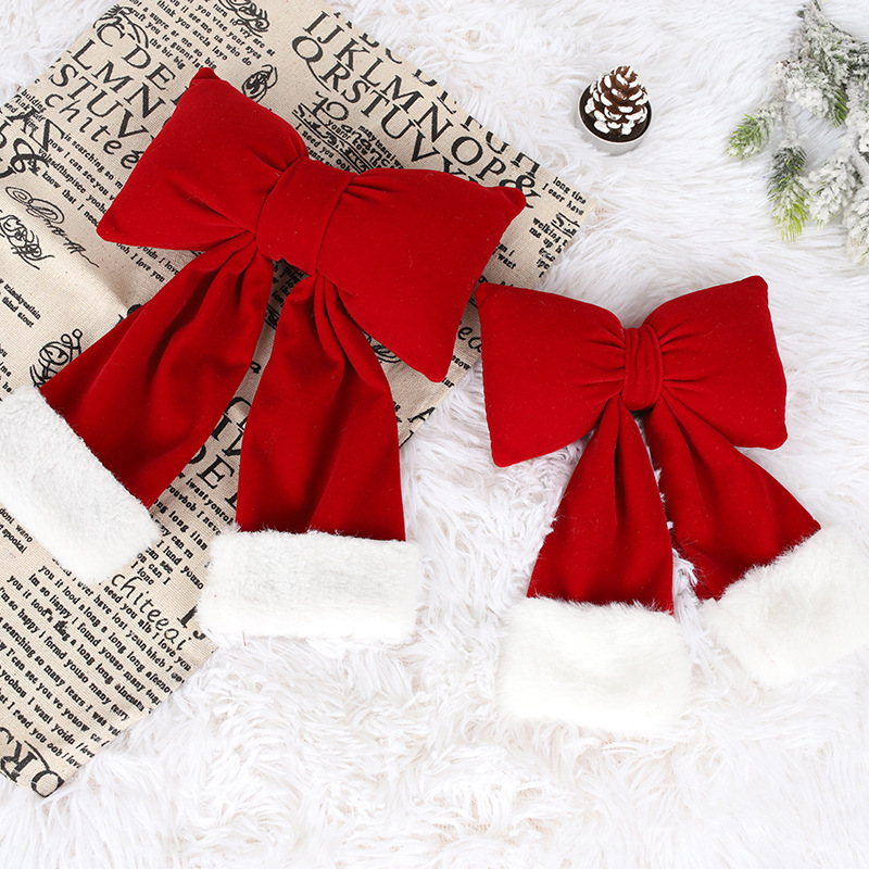 新しいクリスマスの立体植毛蝶結びの大きいサイズの赤いベルベットの蝶結びの結婚祝いのクリスマスの雰囲気の配置|undefined