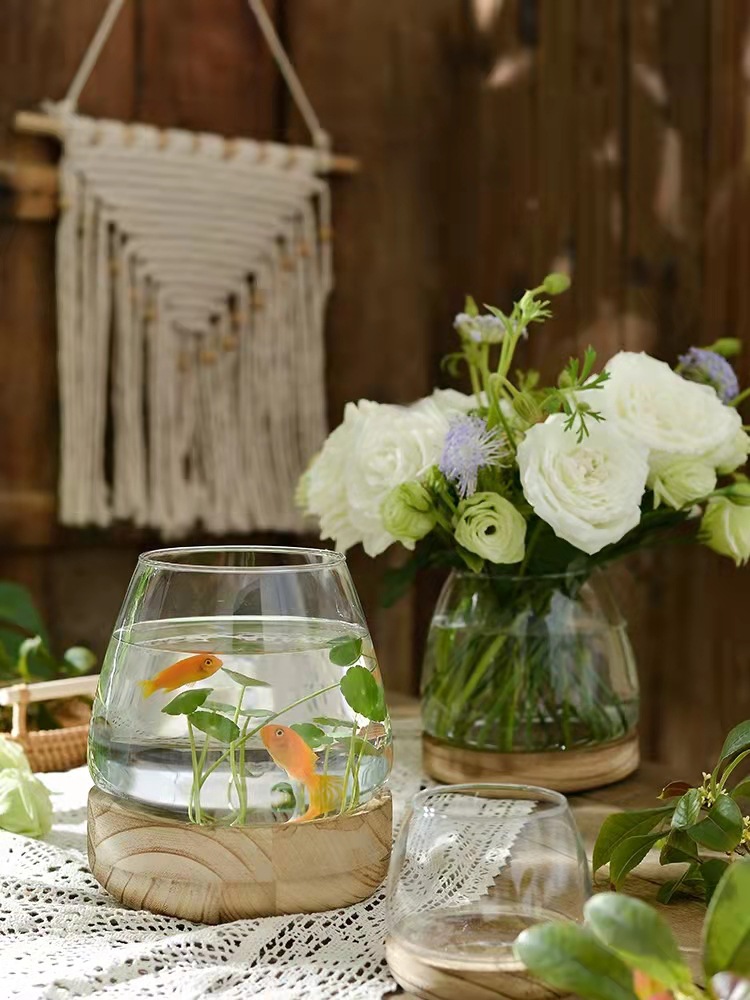 Creative vase transparent glass flower arrangement aquatic plant…