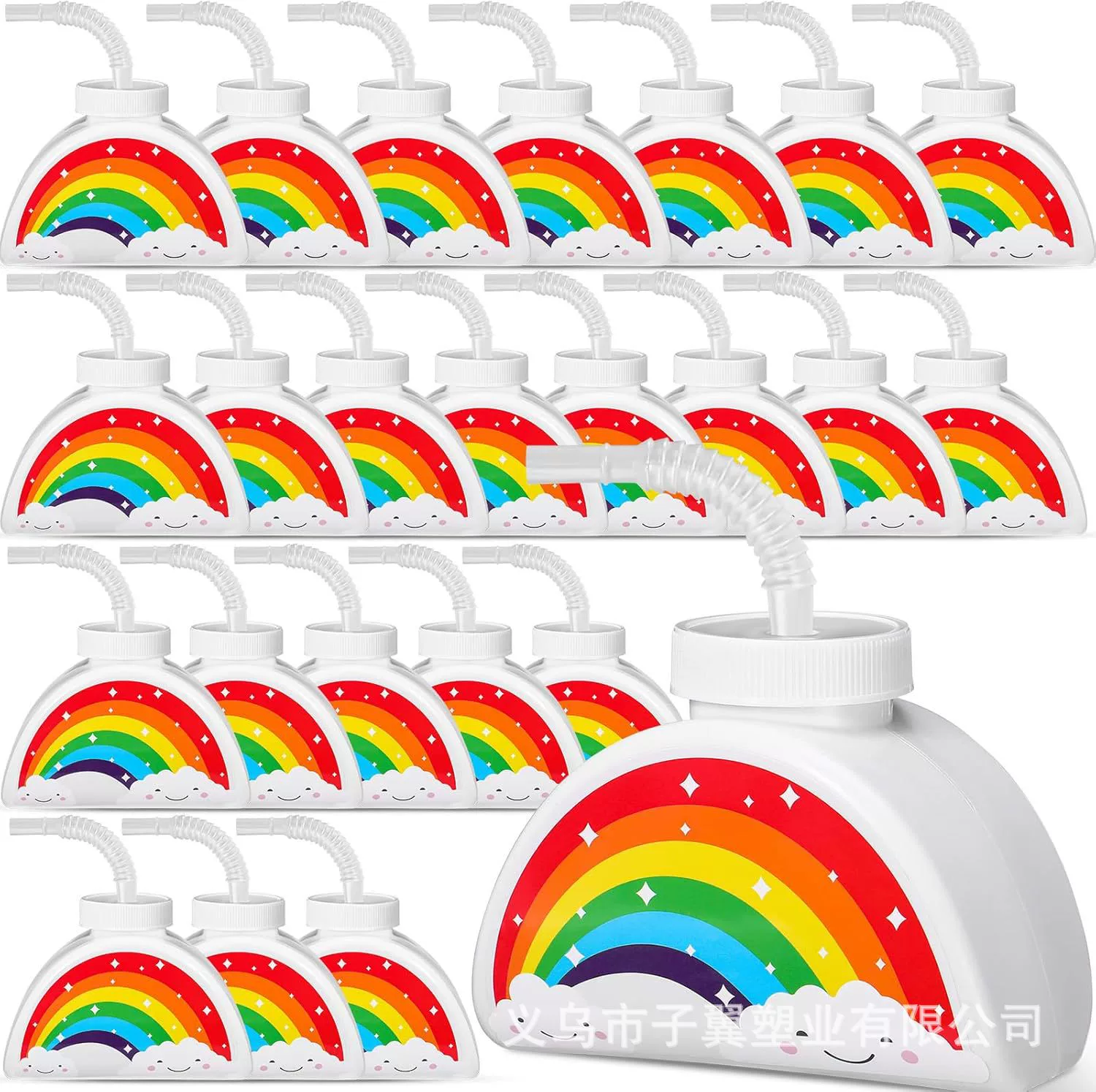 Новый стиль производителя на заказ оптовая сетка красный сок молочный чай напиток пластиковый сапфированный чашка радуга формовочная чашка соломка чашка