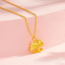 黄金批发足金999木马吊坠3D硬金摇摇马项链送女友小克重七夕礼物