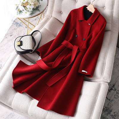 Double-sided cashmere large size slim coat mid-length 2024 autumn and winter Korean style fashion double-sided fleece coat for women