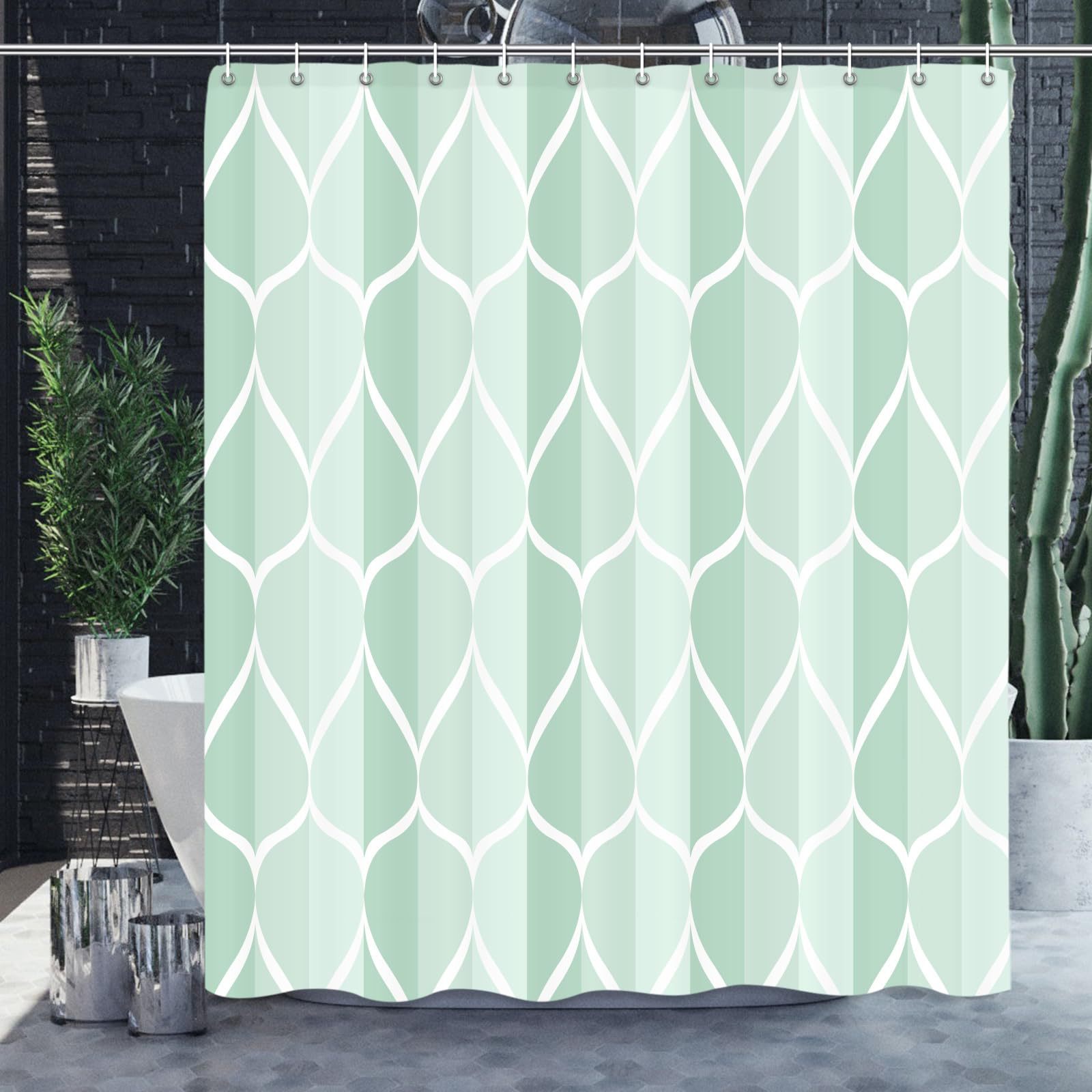 Waterdrop-pattern Digital-printed Thickened Waterproof Bathroom/shower Curtain, Polyester Bath Screen Divider For Hotels_voghion.com