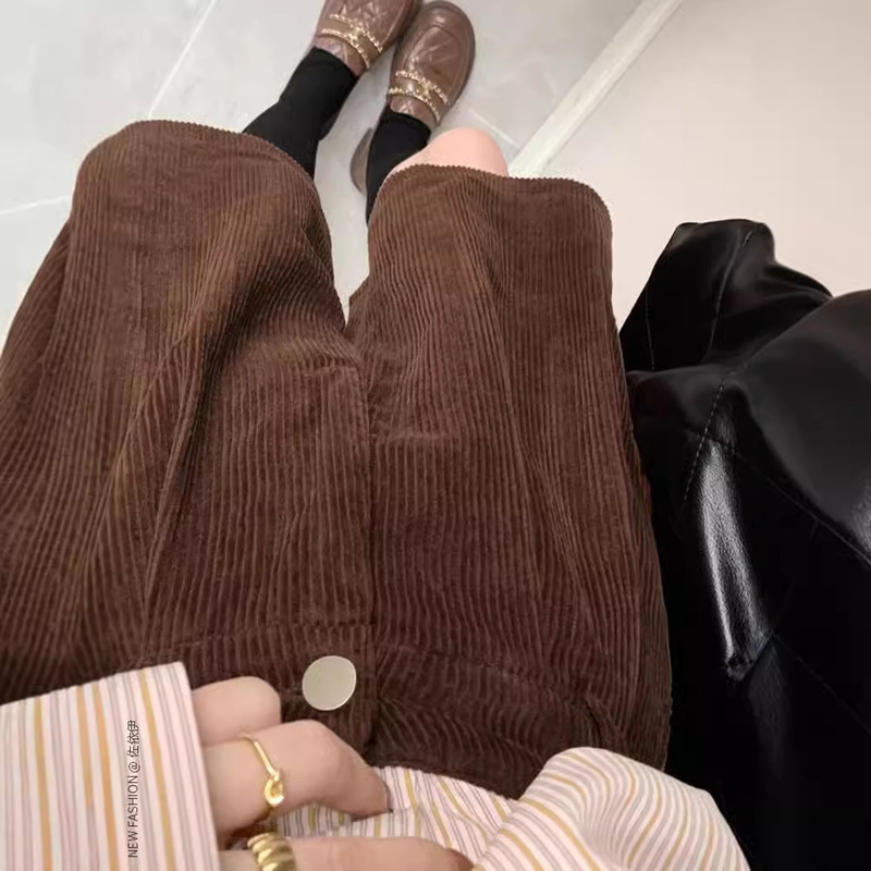 Corduroy Shorts for Women, Spring and Autumn New Korean Style, High-Waisted, Loose, Slimming, Versatile, Casual Wide-Leg Outerwear Boot Shorts