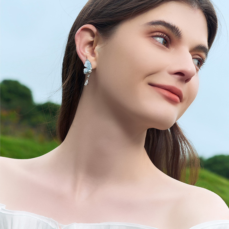 Ice Crystal Butterfly Pearl Earrings With 925 Silver Needle_voghion.com