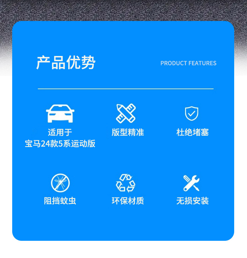 Suitable for Bmw 24 Model 5 Series Sports Version Car Insect-Proof Net, Insect-Proof Net for Radiator Grille, Protective Air Intake Mask