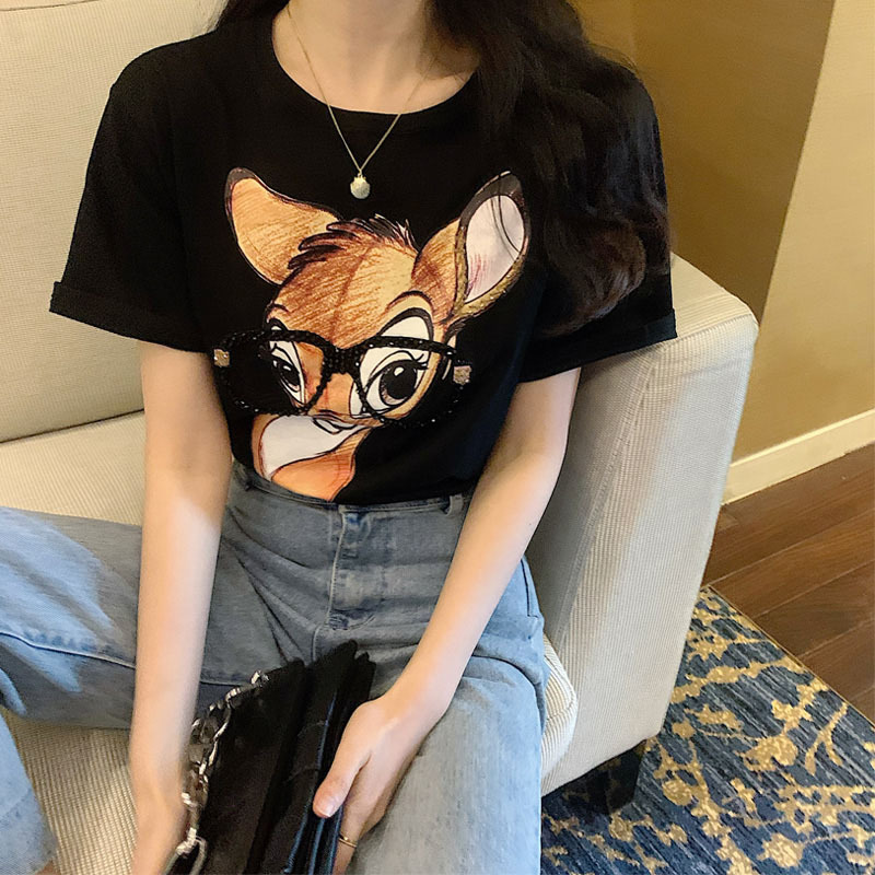 Maglietta casual letteraria di Instagram Maglietta allentata coreana T-shirt a maniche corte per coppia estiva Abbigliamento da donna_voghion.com