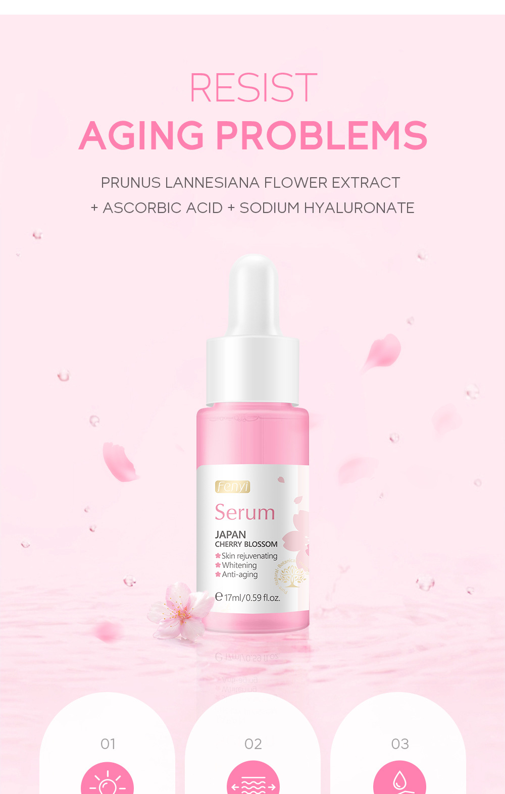 FENYI Cherry Blossom Essence 17ml, a cross-border manufacturer of essence hydrating and moisturizing skin care products and toner undefined