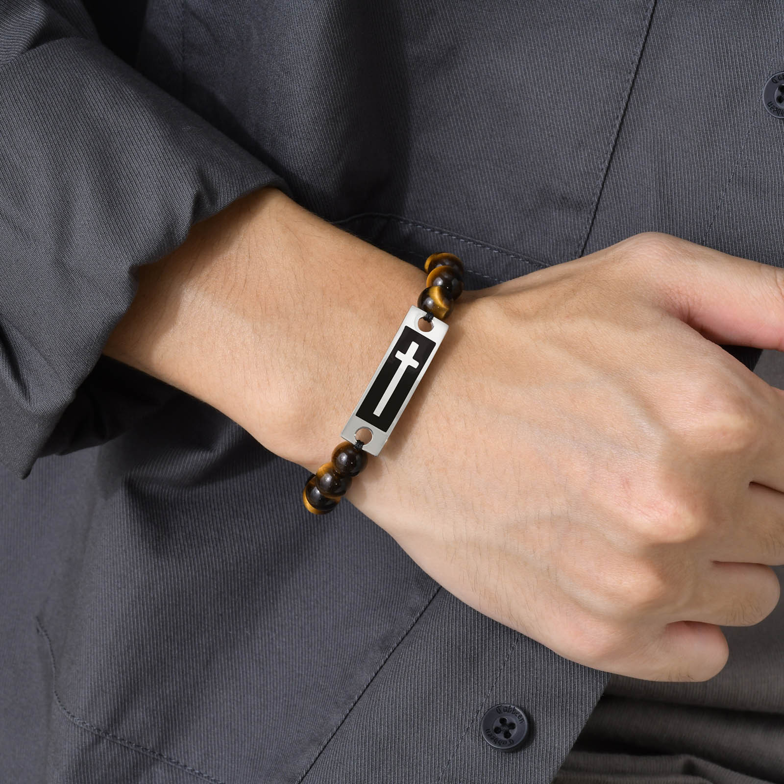 Fashion Cross Agate Braid Bracelets 1 Piece