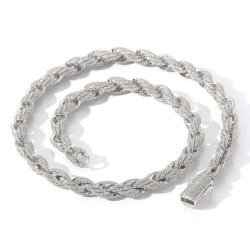 Eurasian Cross-Border Hip-Hop Necklace for Men, Full CZ 8mm twisted chain, twisted chain Hip-Hop necklace for men, cool accessory