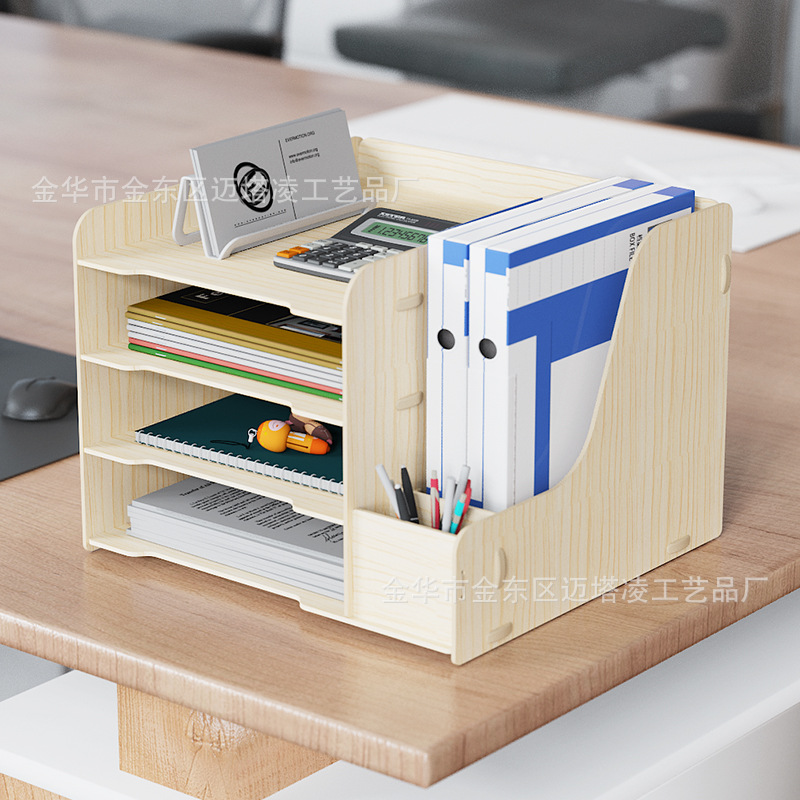 Estante de archivos de escritorio A4 Estante de archivos de madera Estante de archivos de oficina Estante de archivos multicapa Estante de almacenamiento multicámara