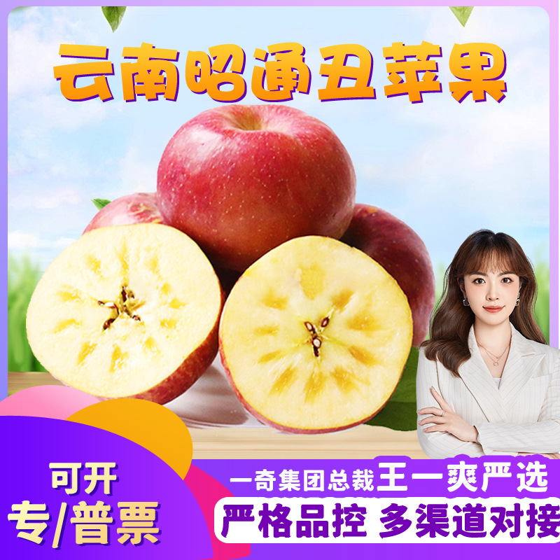 【严选】云南昭通冰糖心丑苹果 代发3/9斤新鲜红富士苹果当季水果