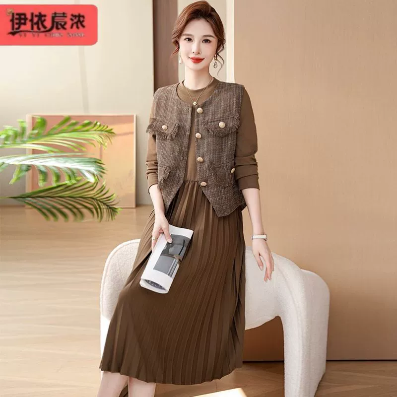 Весенняя новая одежда для мам, модный костюм в стиле Chanel, модная женская одежда среднего возраста, светский жилет в западном стиле, юбка для женщин