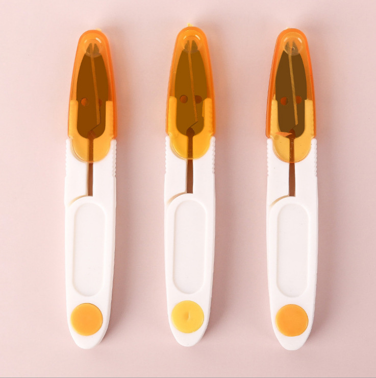 Tijeras transparentes de color con tapa en forma de U, tijeras de resorte, tijeras de punto de cruz, tijeras de hilo de pescado, tijeras de hilo afiladas, acero inoxidable