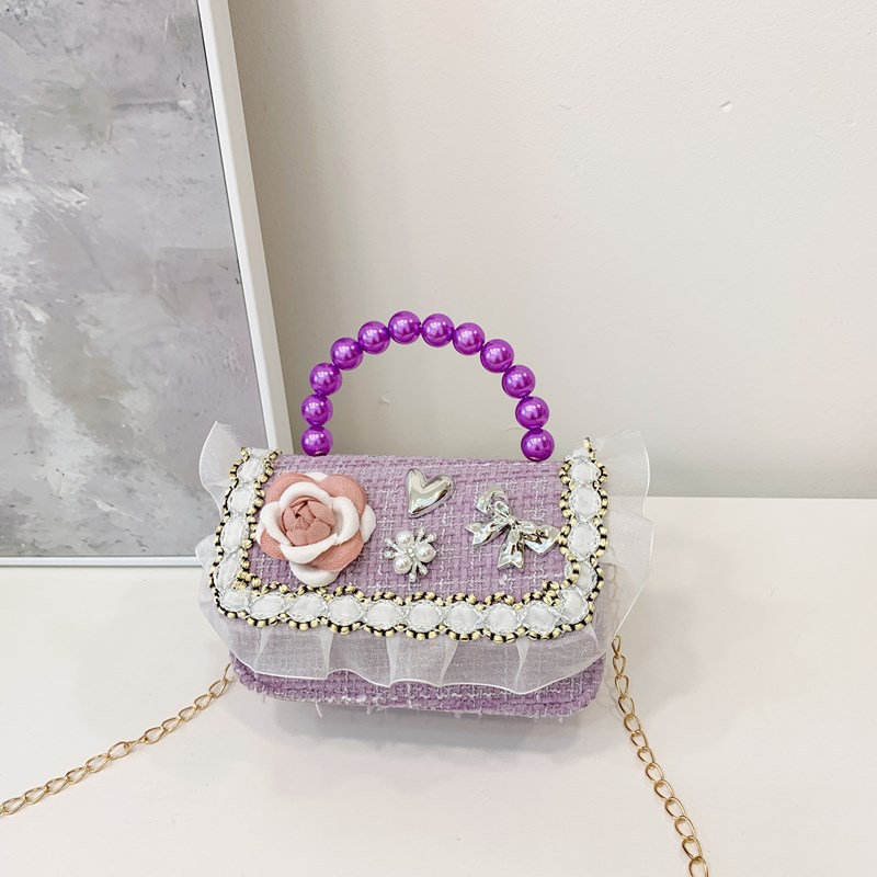 Bolsa de hombro coreana para niñas, arco de perlas, lindas flores, bolso de mochila para bebés, nuevo tipo de bolso para niños fragante.