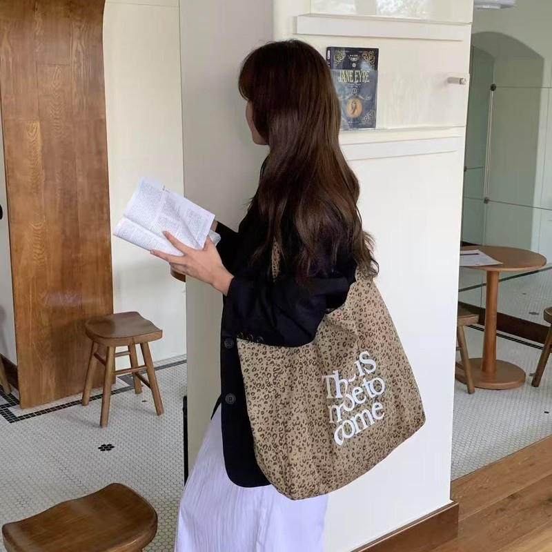 韩系简约竖条纹托特包大容量透气亚麻帆布女单肩包学生上课手提袋|undefined