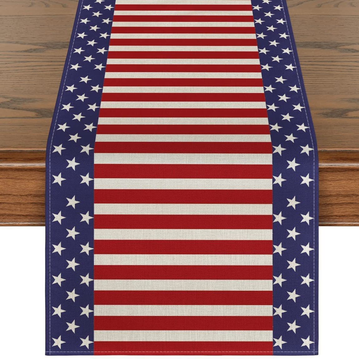 Transfronterizo 2024 nuevo día de la independencia de los Estados Unidos lino bandera de mesa bandera estrella y rayas tela de mesa de comedor cama de té tela de mesa image 27