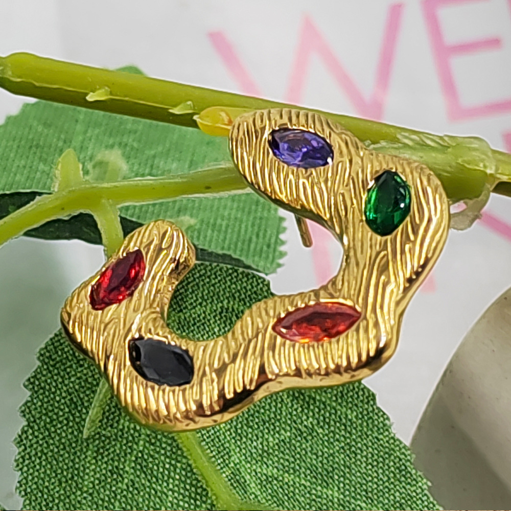 1 Pair Quantity 1 Pair Glam Vintage Style Geometric Stainless Steel Inlay Zircon Ear Studs