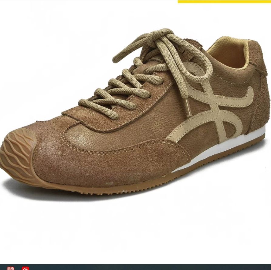 Тренировочные туфли Agan из воловьей кожи в стиле ретро, ​​мужская весенняя повседневная обувь с круглым носком на плоской подошве, легкая удобная универсальная спортивная повседневная мужская обувь