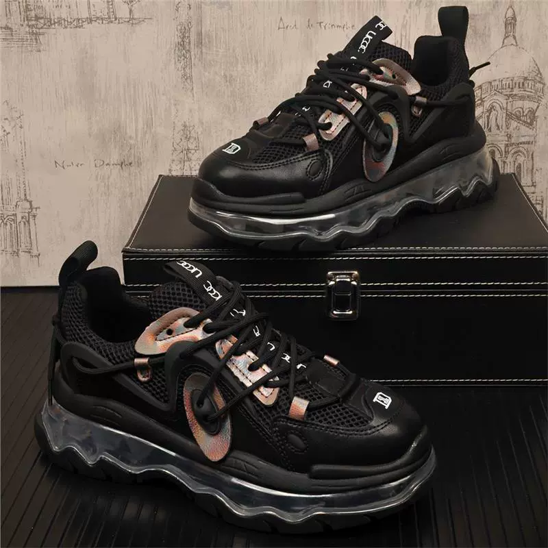 Модные дышащие сетчатые туфли повседневные кожаные мужские легкие кроссовки мужские новые дикие туфли с толстым дном