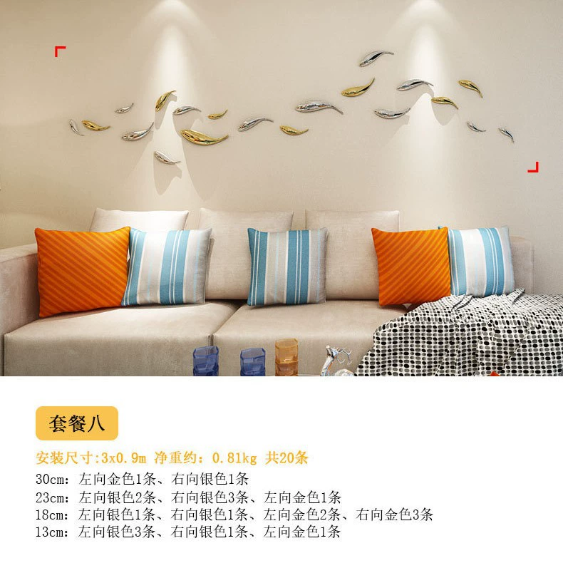 Electroplated Fish Wall Art, Resin Home Decoration, Indoor Wall-Mounted Silver & Gold