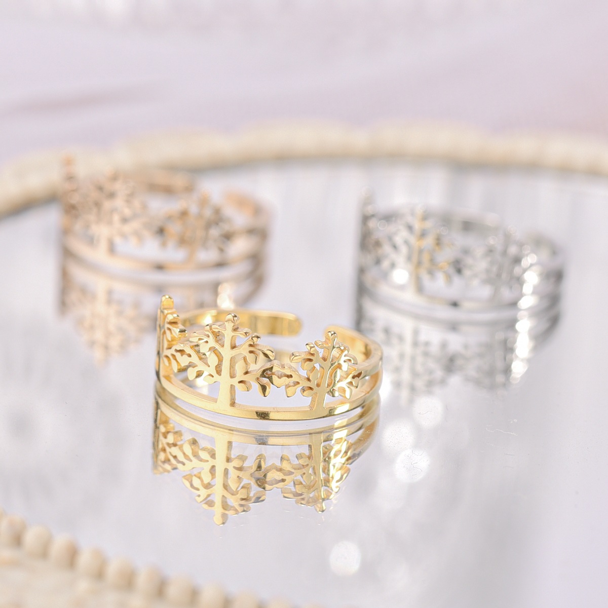 Fashion simple new adjustable titanium steel ring creative crown