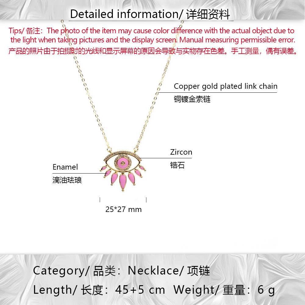 devilu0027s Eye Pendant Copper Drop Oil Necklace Female Simple Clavicle Chain